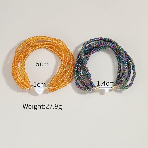 5Pcs Set Cross Beaded Crystal Turquoise Colorful Stretch Bracelet Christian Matching Strand Bracelet for Women Holiday Bohemian Boho Jewelry Multilayered Handmade - color: F