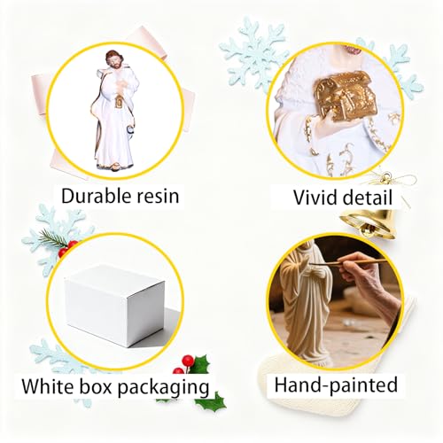 Nativity Set Christmas 12 Pieces Scene White Indoor Catholic Manger Set - color: White, size: 8 inches