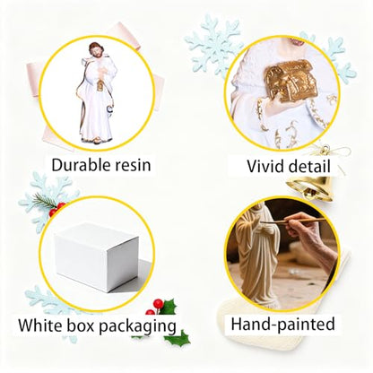 Nativity Set Christmas 12 Pieces Scene White Indoor Catholic Manger Set - color: White, size: 8 inches
