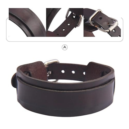 GelConnie Leather Cuff Bracelet Punk Braided Bracelets Rock Leather Wristbands Faux Mens Leather Bracelet Gothic Viking Bangle Adjustable Wrap Bracelet for Women,Men - color: Brown Leather Cuffs