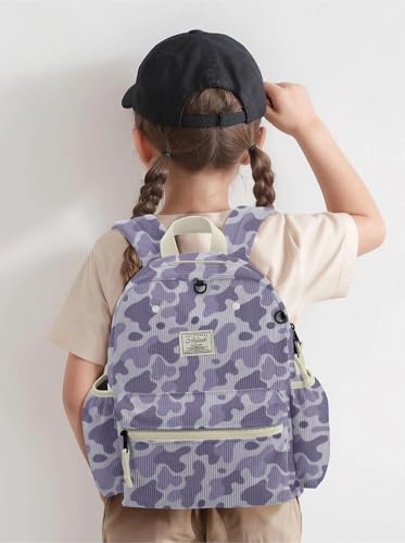 atgark Corduroy Toddler Backpack for Boys Girls Kids Preschool Backpacks - color: Purple Camo Corduroy, size: Age 6-10 (15" H Fit A4 Folder)