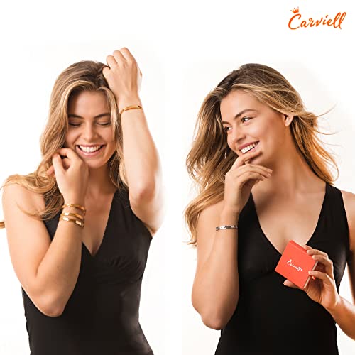Carviell Bracelets for Women – 100+ Meaningful Engraved Messages – Solid 316L Surgical Stainless Steel Cuff Bracelet – Gift Ready - color: BADASS Gift - Note to Self.... Let that sh*t go - SILVER