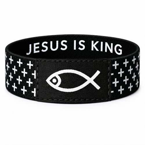 Lusinus Bible Verse Bracelets, Tap for Scripture, NFC Daily Wristband - color: BLACK (Jesus is King)