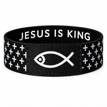 Lusinus Bible Verse Bracelets, Tap for Scripture, NFC Daily Wristband - color: BLACK (Jesus is King)