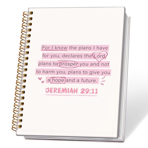 ETVISO Pink Christian Notebook, JEREMIAH 29:11 Christian Journal for Women, Scripture Notebook, Bible note taking, Bible Journal, Hardcover Spiral Notebook 80 Sheets -160 Pages 5.5x8.3 Inch - color: 02-Bible(JEREMIAH 29:11)