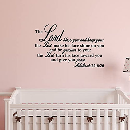 Lord Bless You and Keep You the Lord Make His Face Shine on You Numbers 6:24-6:26 - Carved Pure Black Vinyl Wall Decal Bible Quotes Inspirational Wall Words Art Letters Room Decor