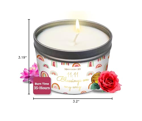 MAGNIFICENT 101 Long-Lasting Affirmation Tin Soy Wax - 6 Oz - 35-Hour Burn - Sage & Palo Santo Scent - Energy Cleansing & Manifestation