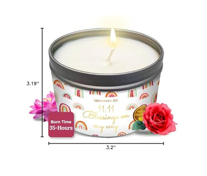 MAGNIFICENT 101 Long-Lasting Affirmation Tin Soy Wax - 6 Oz - 35-Hour Burn - Sage & Palo Santo Scent - Energy Cleansing & Manifestation