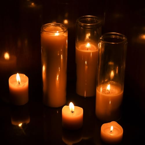 DEYBBY 5-Day Beeswax Prayer Candle, 90-100 Hrs, Unscented, Cotton Wick - size: 5 day