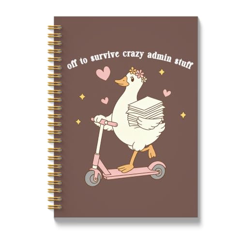 JMICTUB Funny Admin Staff Goose Spiral Notebook 5.5x8.3, Administrator Administrative Assistant Gifts Hardcover Lined Journal - color: Spiral notebook-12