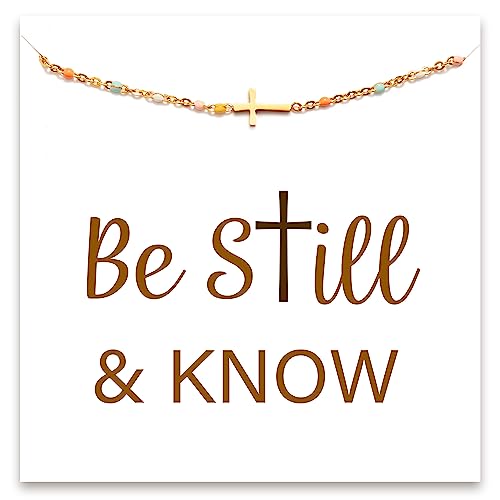 STORYJEWELLERY Christian Gifts for Women, Religious Confirmation and Baptism Gifts, Cross Bracelet for Women, Easter Gift, Encouragement Presents, Christian Jewelry - color: Be Still & Know