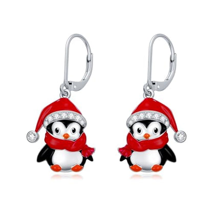 Dorunmo 925 Sterling Silver Dangle Drop Earrings for Women Holiday Earrings Hypoallergenic Halloween Christmas Jewelry Festival Gifts for Women - style: Christmas-Penguin