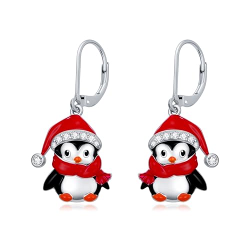 Dorunmo 925 Sterling Silver Dangle Drop Earrings for Women Holiday Earrings Hypoallergenic Halloween Christmas Jewelry Festival Gifts for Women - style: Christmas-Penguin