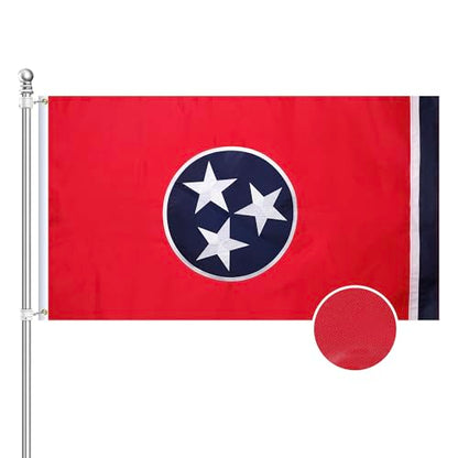 Tennessee flag for outside 3x5 Ft, Embroidered, Brass Grommets - size: 3x5Ft