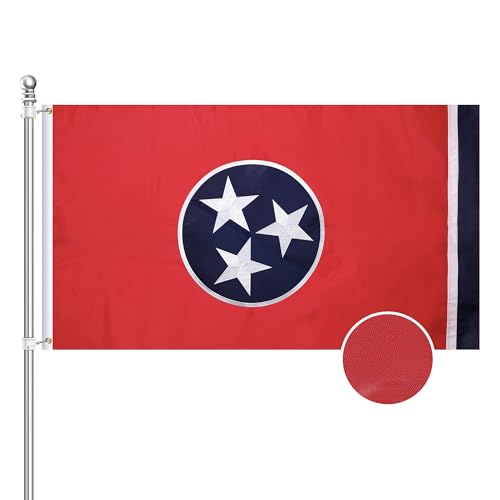 Tennessee flag for outside 3x5 Ft, Embroidered, Brass Grommets - size: 3x5Ft