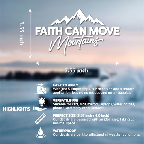 Faith Can Move Mountains Christian Car Sticker - color: Faith Can Move White Car Sticker