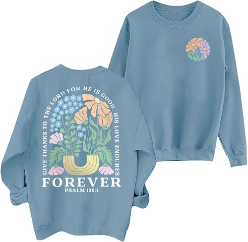 Christian Sweatshirts for Women Jesus Faith Pullover Long Sleeve - color: C-light Blue, size: Medium