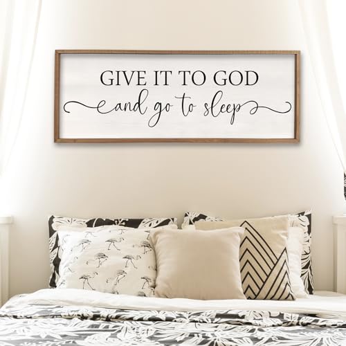 Surfapans Give It To God And Go To Sleep Sign, 40"x15", Wood - color: Give It To God And Go To Sleep（Wood), size: 40"L x 15"W