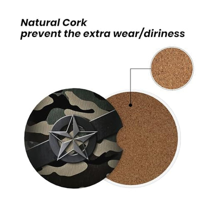 Car Coasters for Cup Holder 2 Pack - Camo Star - color: Camo Star