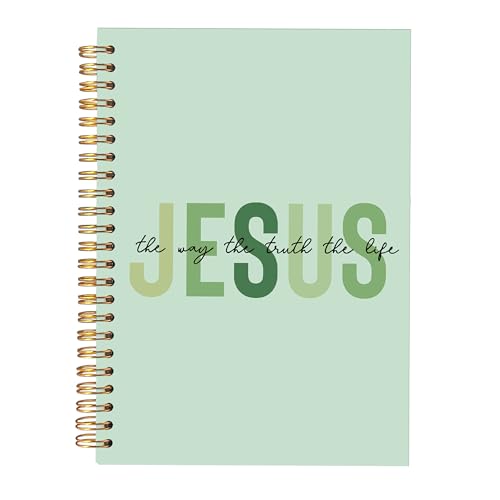 KAOWT Boho Christian Notebook Journal, Bible Notebooks for Note Taking, Christian Gifts for Women, Prayer Scripture Journal, Jesus the Way the Truth the Life Hardcover Spiral Notebook 5.5x8.3in Green - color: notbook bible-jesus green