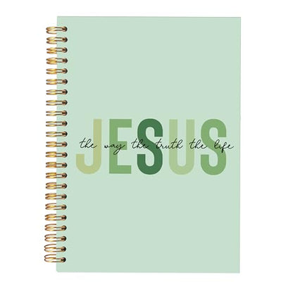 KAOWT Boho Christian Notebook Journal, Bible Notebooks for Note Taking, Christian Gifts for Women, Prayer Scripture Journal, Jesus the Way the Truth the Life Hardcover Spiral Notebook 5.5x8.3in Green - color: notbook bible-jesus green