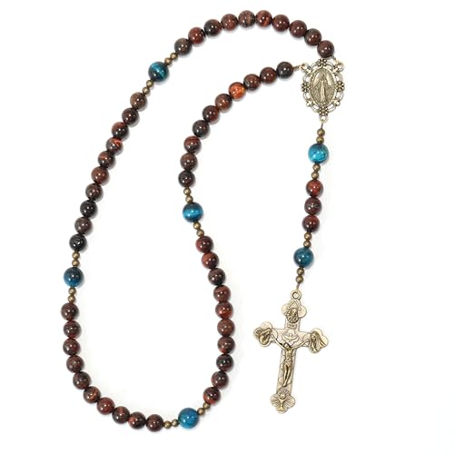 Handmade Catholic Rosary Beads - color: Tiger Eye - Multicolor
