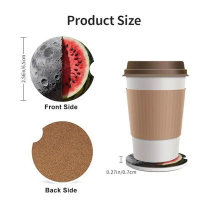 Watermelon Moon Car Cup Holder Coasters 2 Pack 2.63" for Women - color: Gray