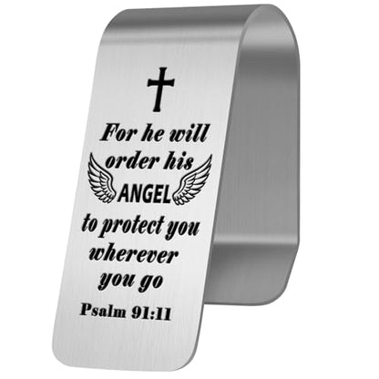 Visor Clips for Cars, Religious Psalm 91:11 Prayer Guardian Angel Car Visor Clip Accessories Funny Safety Gift for Family Friend New Driver (Cross) - style: Cross