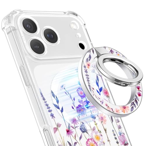 GVIEWIN Magnetic Phone Ring Holder, Compatible with MagSafe Phone Grip - color: Floratopia/White