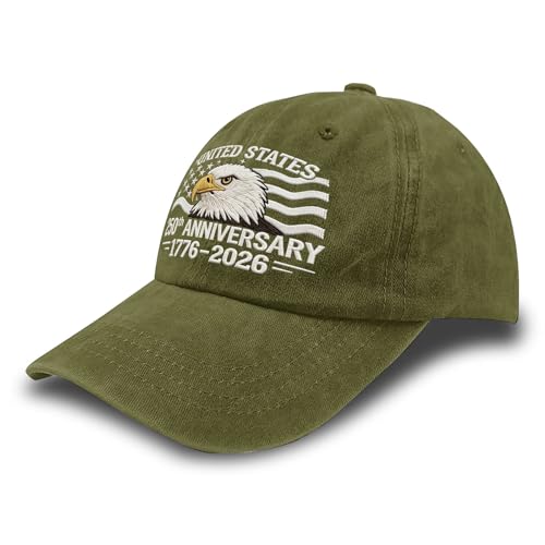 250th Anniversary 250 Years Freedoms Baseball Hat Running Embroidered Cap for - color: Army Green