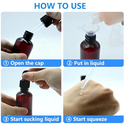 4 Pack 2 Oz (50ml) Amber Essential Dropper Bottles