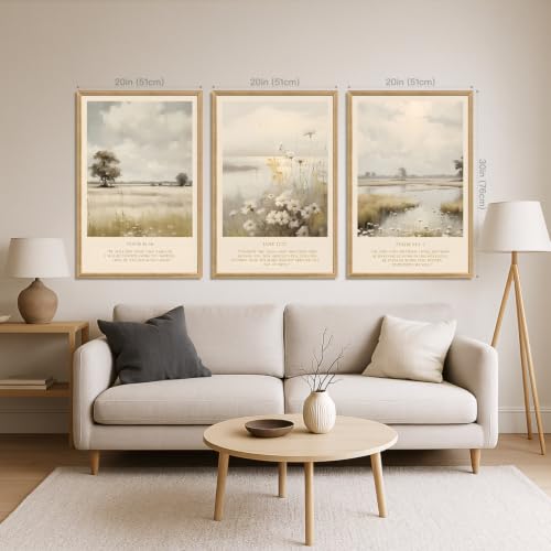 Cyebmo Christian Bible Verse Wall Art, Religious Wall Decor, Neutral Farmhouse Landscape Art Prints, Jesus Scripture Floral Canvas Painting for Church Prayer Room Hospitals Wood Framed 12"x16"x3 - color: BibleFlwoer(Wood), size: 16"L x 12"W