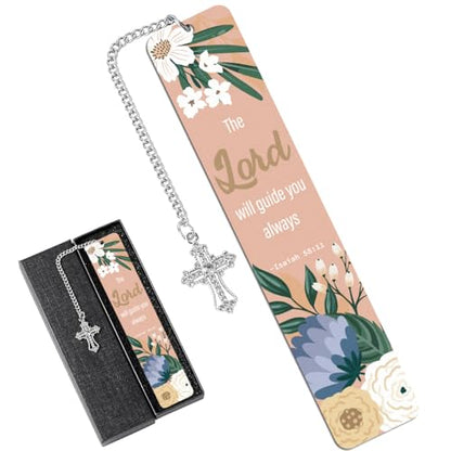 Christian Gifts Bible Bookmark, Religious Bible Verse Metal Bookmark, Inspirational Christian Bookmarks for Women, Her, Book Lovers, Friends, Coworker, Mother, Sister, Wife - style: The Lord will guide you always