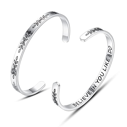 TONY & SANDY Cuff Bracelets for Women Teen Girls Best Friend Sister Mom Daughter Granddaughter Easter Birthday Mother's Day Christmas Stocking Stuffers for Teen Girls Women Jewelry - style: 1 - Believe in you like I do