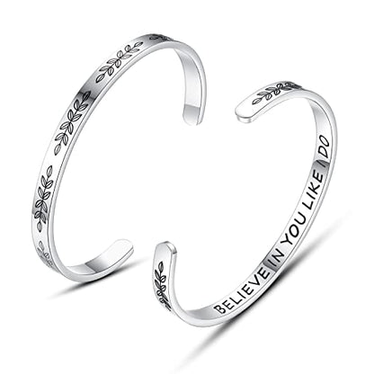 TONY & SANDY Cuff Bracelets for Women Teen Girls Best Friend Sister Mom Daughter Granddaughter Easter Birthday Mother's Day Christmas Stocking Stuffers for Teen Girls Women Jewelry - style: 1 - Believe in you like I do