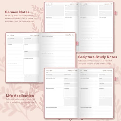Thboxes Guided Bible Study Journal, A5 Church Notes, Prayer Notebook, Pink - color: Pink