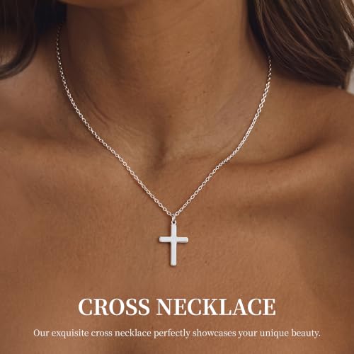 Moodear Cross Necklace for Women, Dainty Faith Pendant, Christian Jewelry - color: Sterling Silver
