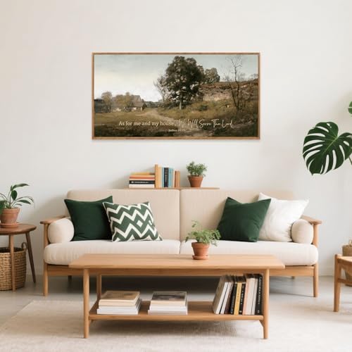 Aurlan As For Me And My House Joshua 24:15 Framed Wall Art 40x20 Inch - color: Joshua 24:15, size: 40"L x 20"W