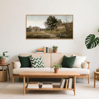 Aurlan As For Me And My House Joshua 24:15 Framed Wall Art 40x20 Inch - color: Joshua 24:15, size: 40"L x 20"W