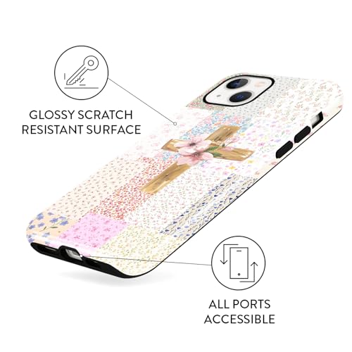 for iPhone 13/iPhone 14 6.1'' Pink Flower Cross Christian Phone Case - color: Pink Flower Cross, size: iPhone 13/iPhone 14
