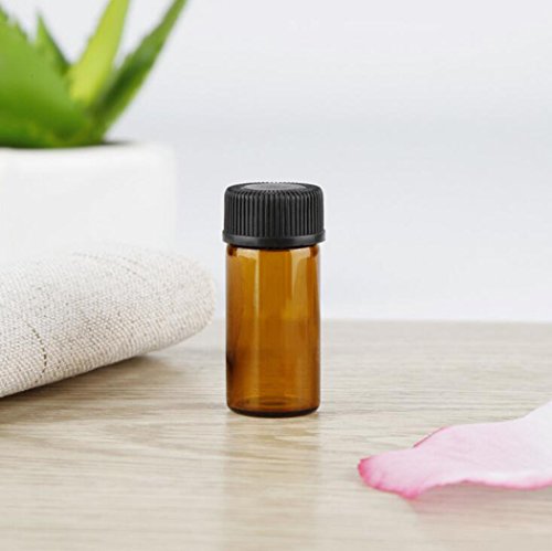 12 Pack Set Brown Screw Cap Glass Bottle Small Mini Empty Oil Vial (3ml) - style: 3ML