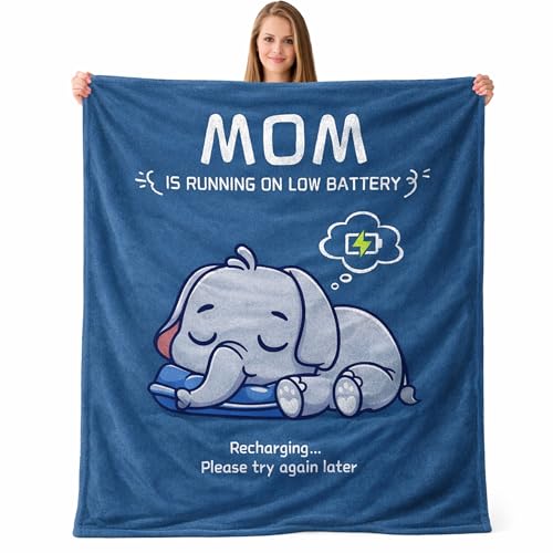 Funny Gifts for Moms Mothers Day,Birthday Gifts for Mom from Daughter Son，Mom's Charging Blanket,New Mom Gifts for Women，Soft Blanket Throw for Napping Travel 50X60‘' - color: Elephant
