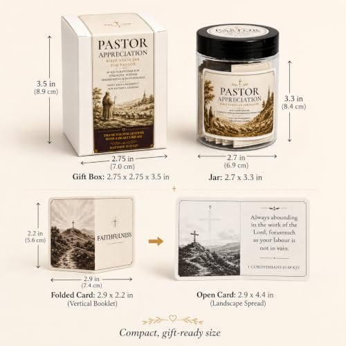 Bible Verse Jar, Pastor Appreciation Gifts, 60 KJV Scripture Cards - color: Pastor Appreciation