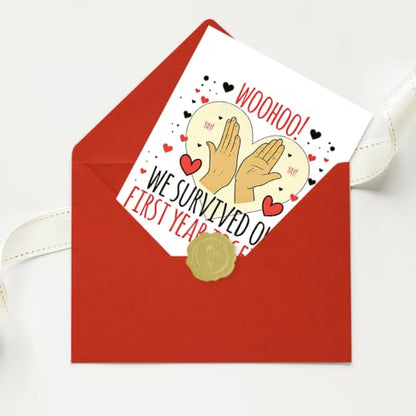 fancu Funny 1st Anniversary Card Gift for Husband Wife Couple - color: ZC-057