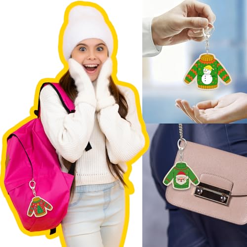 Trnayi 36 Pcs Christmas Ugly Sweater Wood Keychain DIY Craft - style: Ugly Sweater
