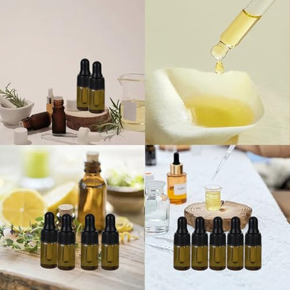 36-Piece Mini Dropper Bottle Set 1ml Small-Capacity Essential Oil Amber Dropper Empty Bottles Suitable for Cuticle Care Oils, Cosmetic Perfumes, and Liquid Travel Sample Containers - color: Amber, size: 1ML