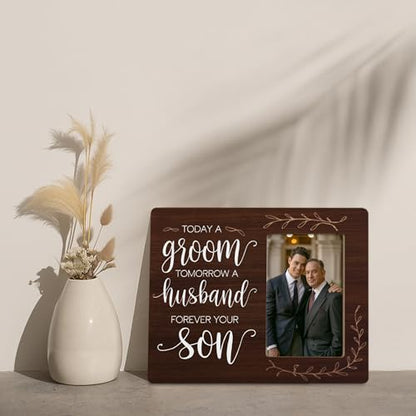 Groom Engagement Gifts Picture Frame, Father Mother of the Groom Gift, Today A Groom Tomorrow A Husband Forever Your Son Frames Fits 4x6 Photo - color: Gray