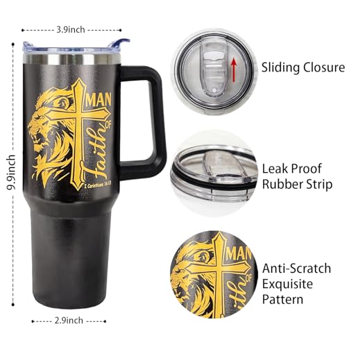 Christian Gifts for Men 40 Oz Be Still and Know That I am God Christian Tumbler Cup Inspirational Religious Gifts for Father Dad Husband Brother Friends Christians Faith Jesus God Bible Verse Gift - color: Be Still and Know That I am God 01