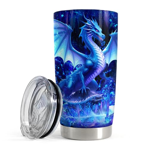 SANDJEST Dragon Tumbler 20oz Stainless Steel Insulated Coffee Travel Mug Cup Dragon Gifts for Birthday Christmas Gift for Men Boy - color: Dragon