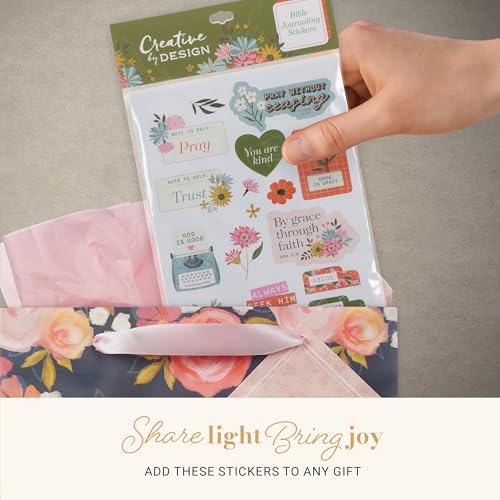 Christian Art Gifts Multicolor Inspirational Scripture Bible Journaling Sticker Sheet Set for Women & Girls: Colorful Pink, Blue & Green Floral Designs, 3 Die-Cut Sheets